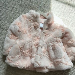 Floral pink fur coat